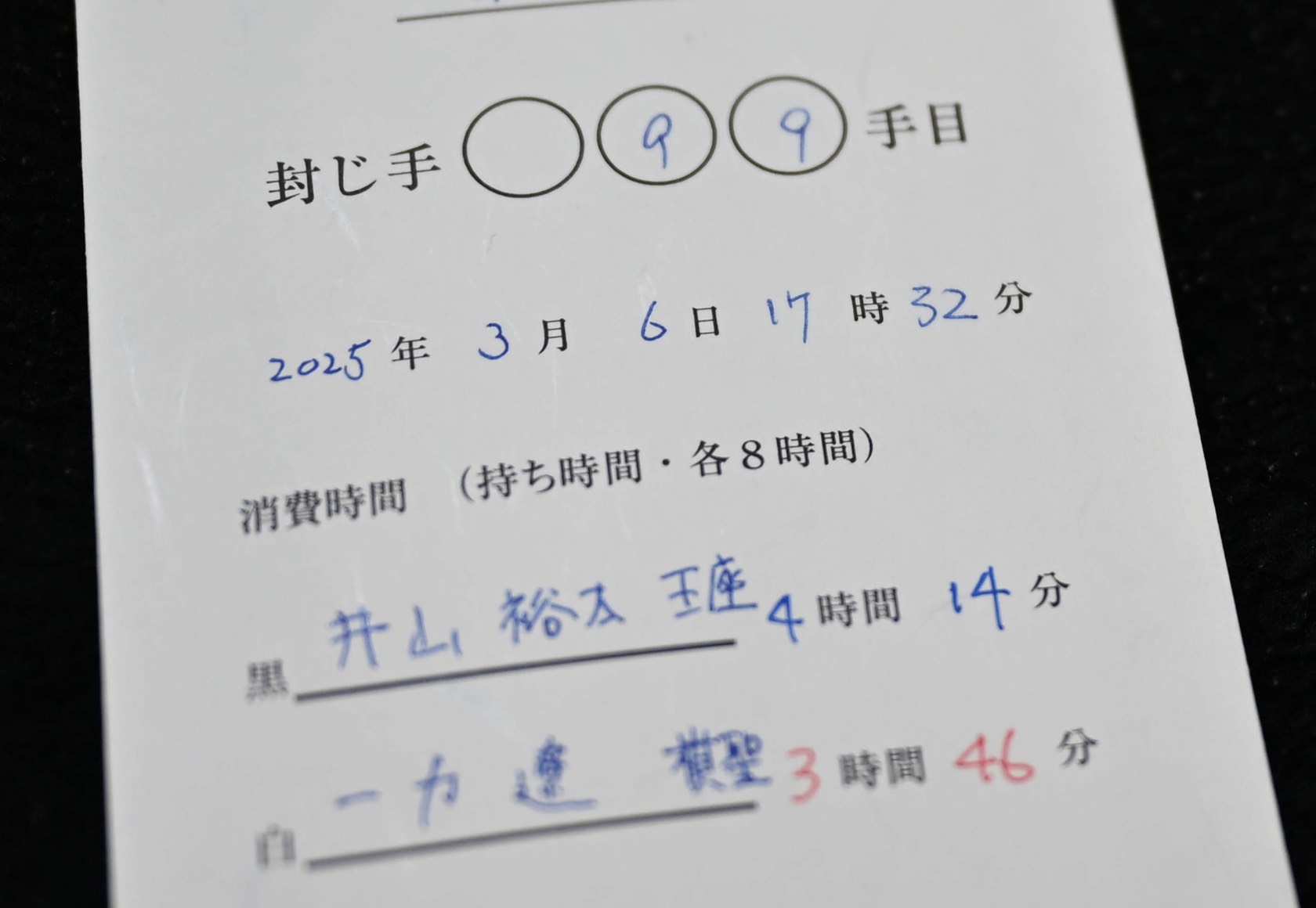 第49期棋聖戦七番勝負第6局 1日目の流れ