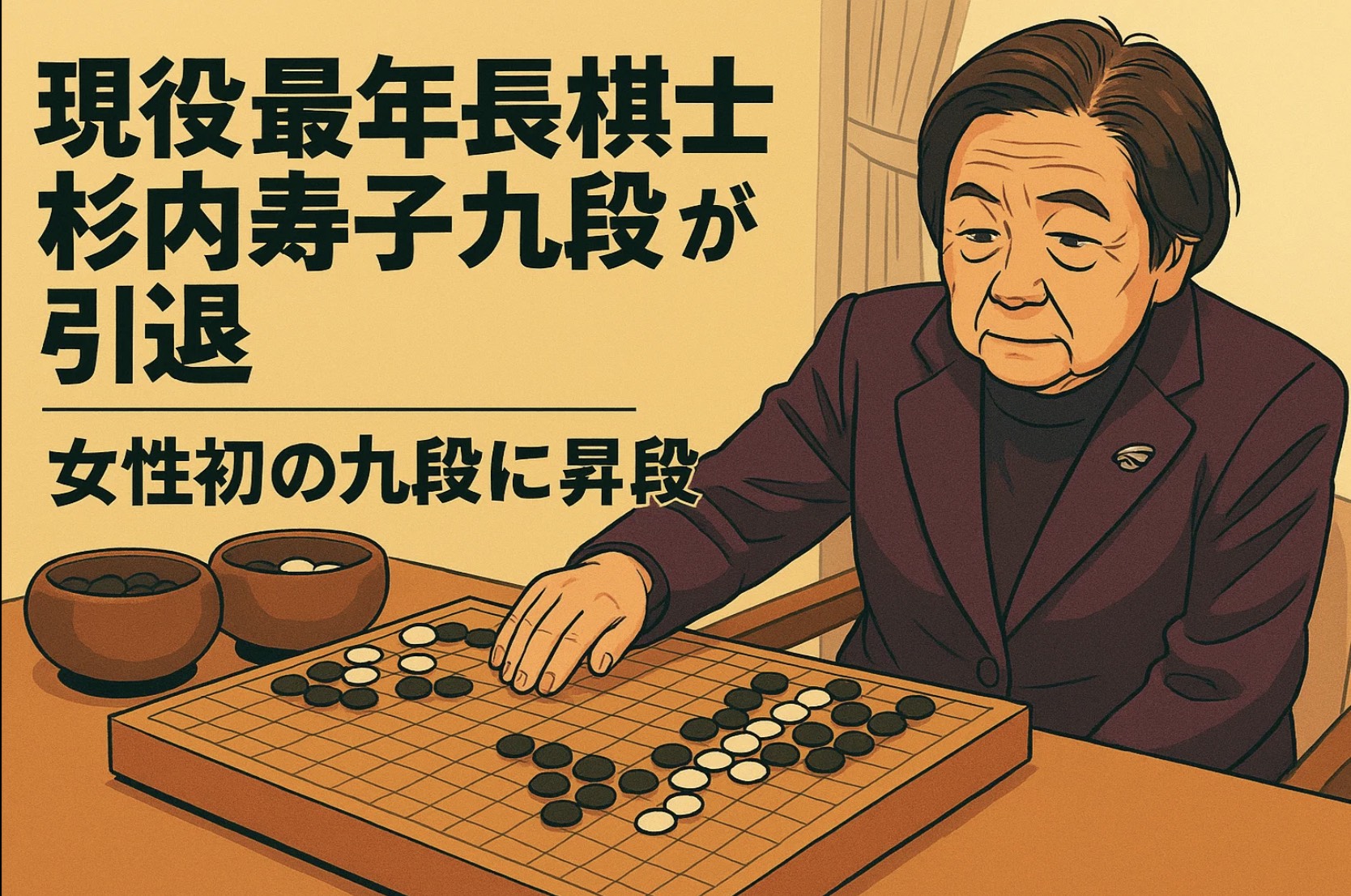 引退に伴い、女性初の九段に昇段 98歳・杉内寿子八段が引退