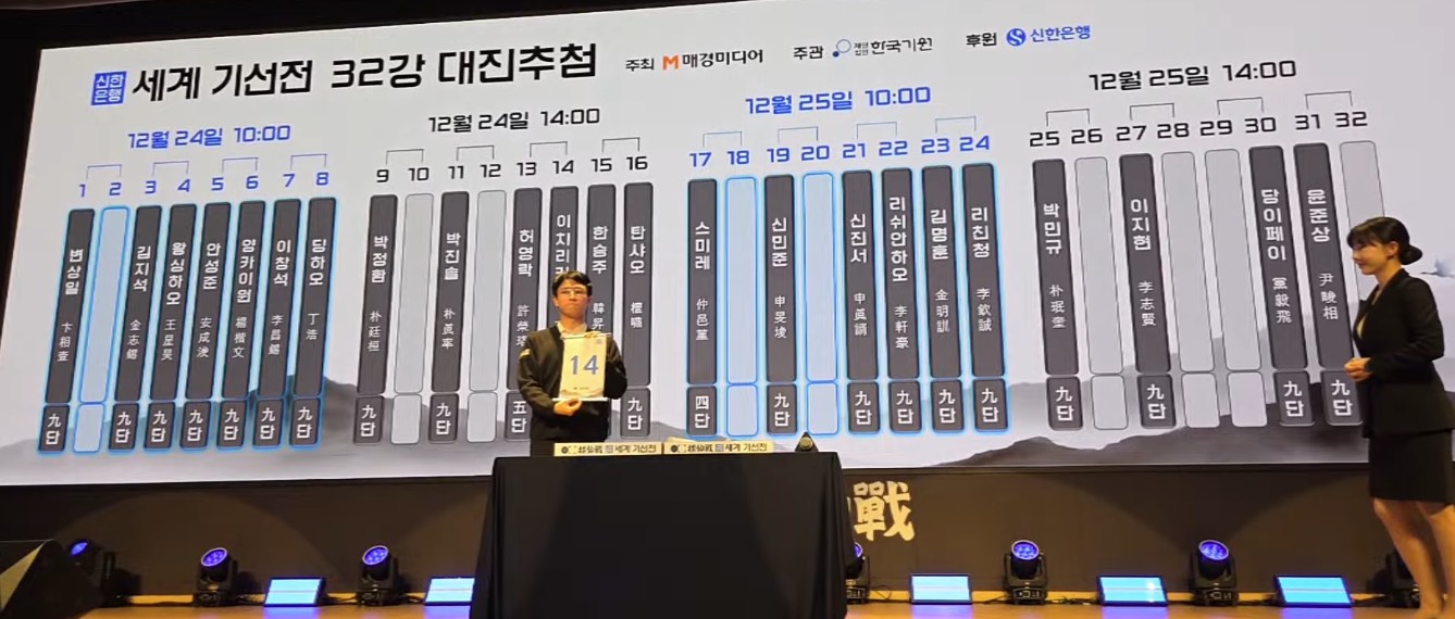 第1回新韓銀行世界棋仙戦24日開幕、日本勢７名出場