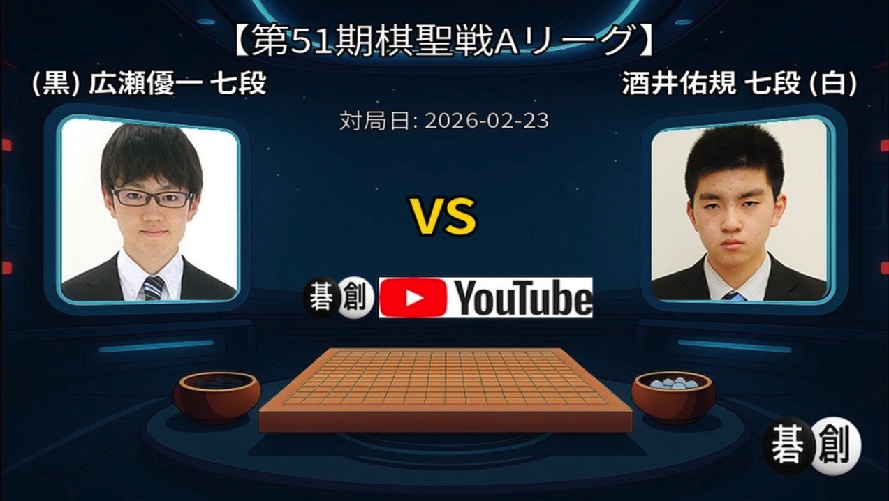 第51期棋聖戦Aリーグ 広瀬優一七段が白星発進