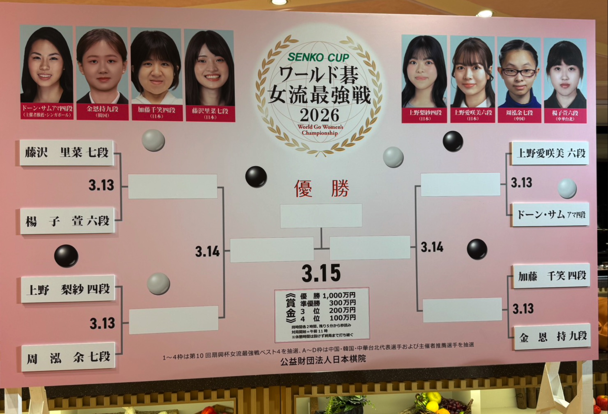 SENKO CUPワールド碁女流最強戦2026 1回戦抽選結果