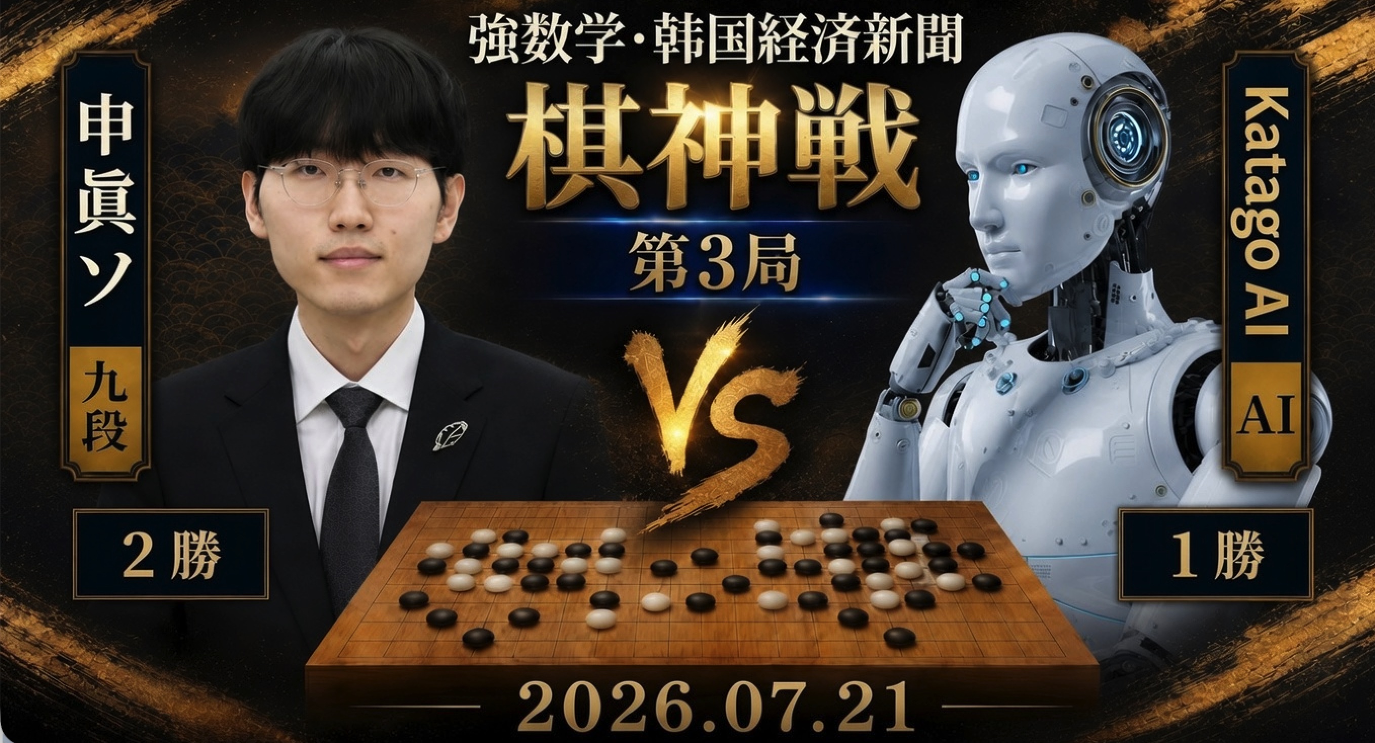 申真諝九段、KataGoとの三番勝負を制す