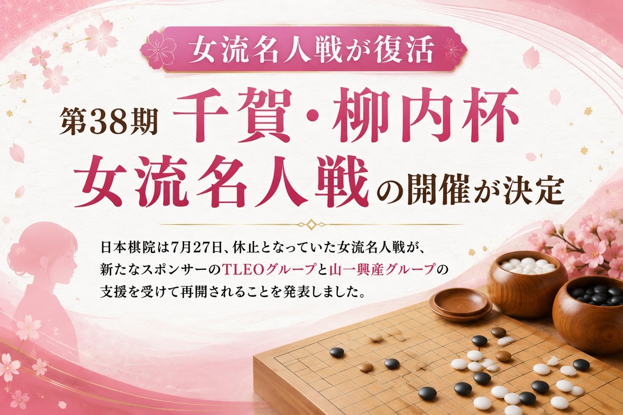 女流名人戦が復活、「第38期千賀・柳内杯女流名人戦」の開催が決定