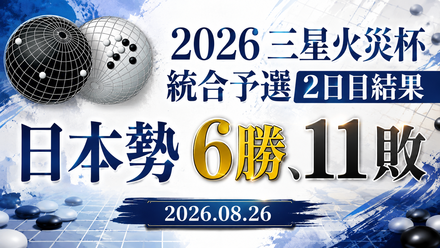 2026三星火災杯統合予選2日目結果、日本勢6勝11敗