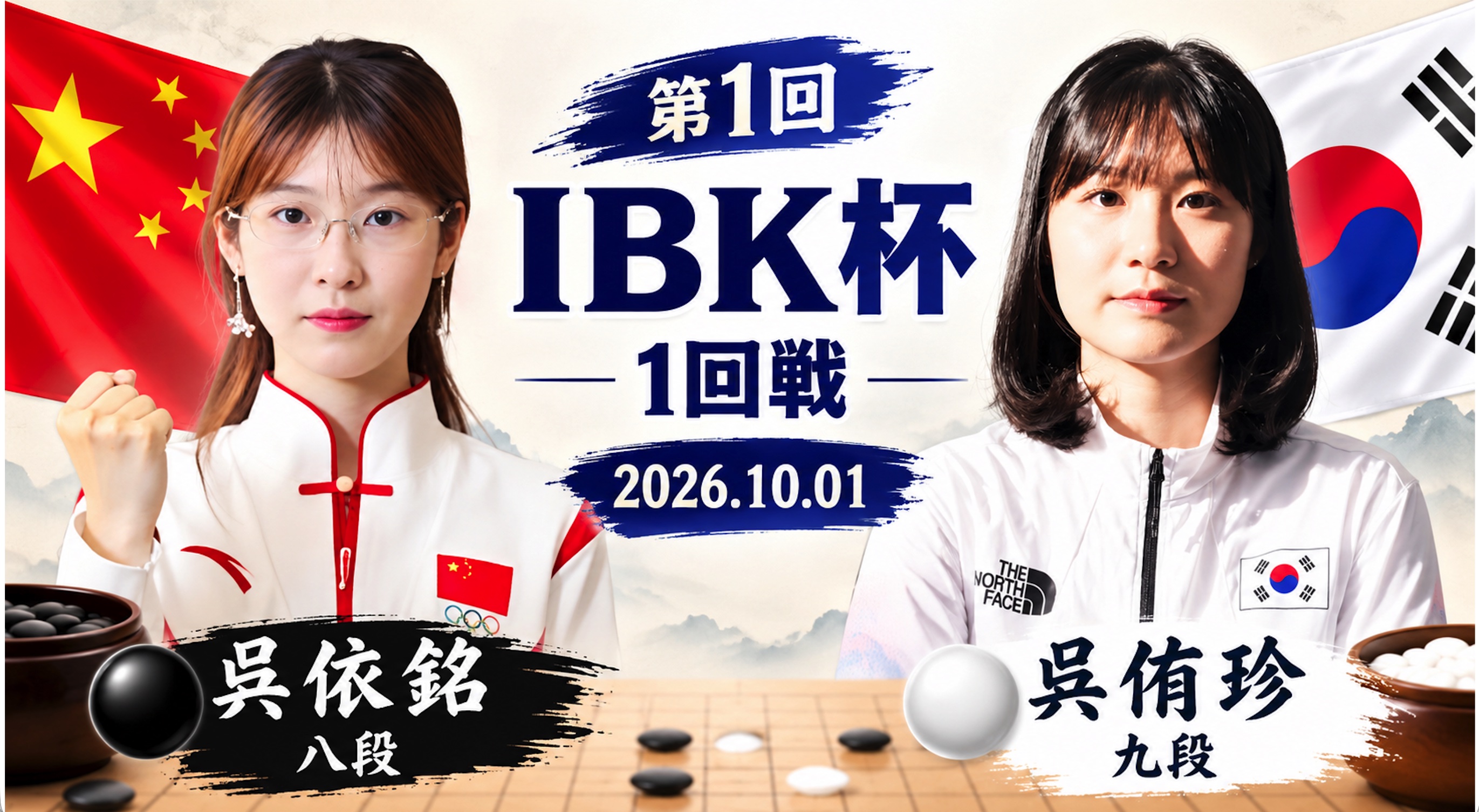 第1回IBK杯1回戦 | 呉依銘八段が呉侑珍九段を撃破